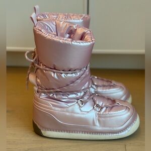 Zara Pink Metallic Quilted Snow/Rain boots Pink Size 40
